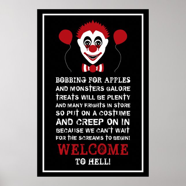 Evil Clown, Halloween Welcome Poster (Front)