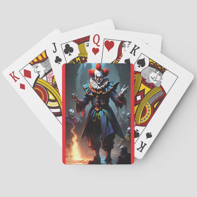 Evil clown poker cards red (Back)