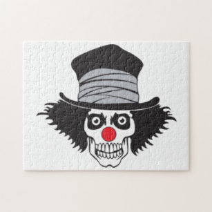Evil Clown Skull In Top Hat Jigsaw Puzzle