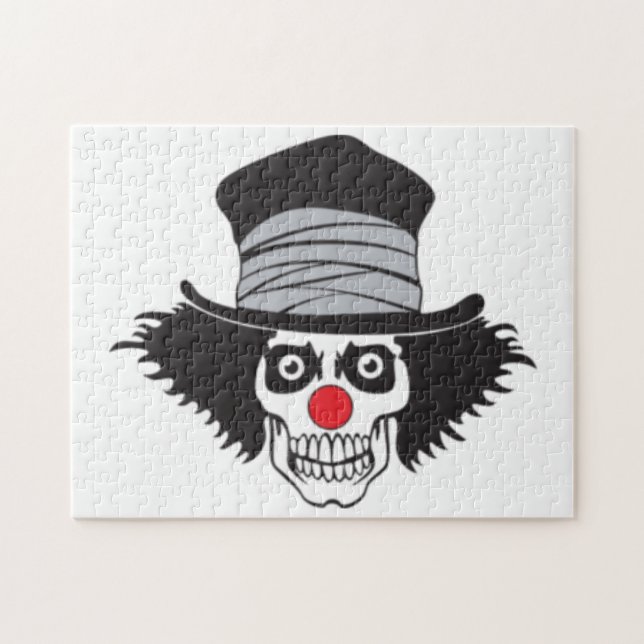 Evil Clown Skull In Top Hat Jigsaw Puzzle (Horizontal)