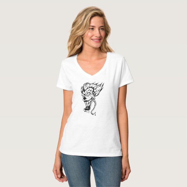 Evil clown Women's Hanes Nano V-Neck T-Shirt (Front Full)