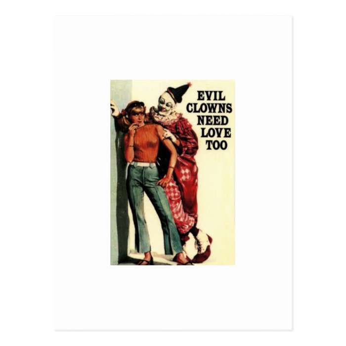 Evil Clowns Need Love, Too Vintage Postcards