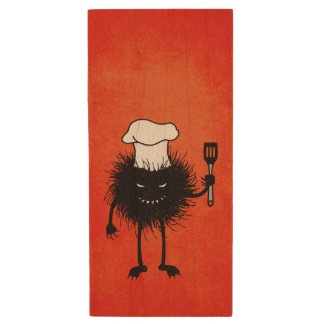 Evil Cook Cartoon Character Chef Wood Flash Drive