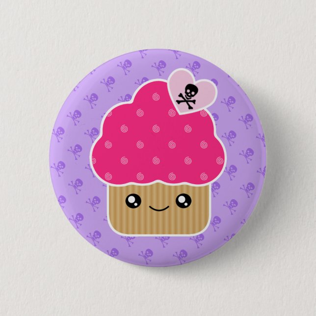 Evil Cute Cupcake Of Death Kawaii Button Badge (Front)