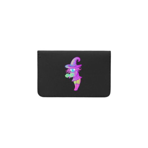Evil Cute Witch Casting Spell Artwork Card Holder