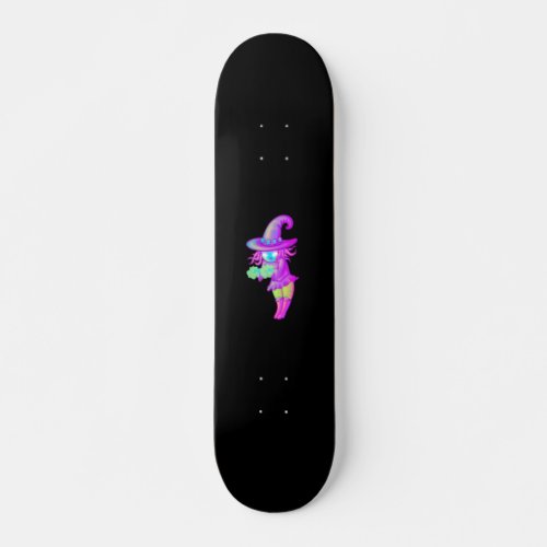 Evil Cute Witch Casting Spell Artwork Skateboard