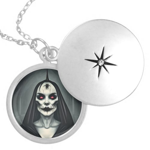 Evil Dark Witch In Cathedral Locket Necklace