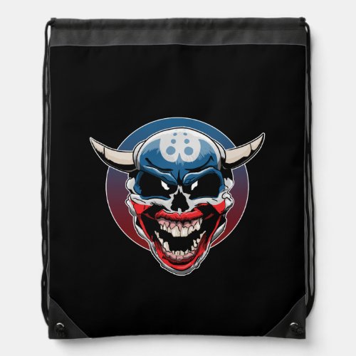 Evil Demon Clown Skull Drawstring Bag