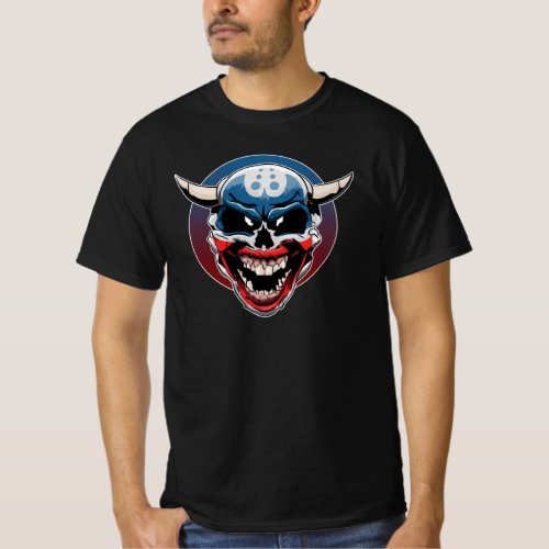 Evil Demon Clown Skull T_Shirt