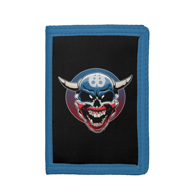 Evil Demon Clown Skull Trifold Wallet (Front Vertical)