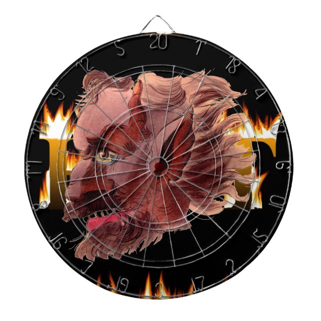 Evil Demon Dartboard With Darts (Front)