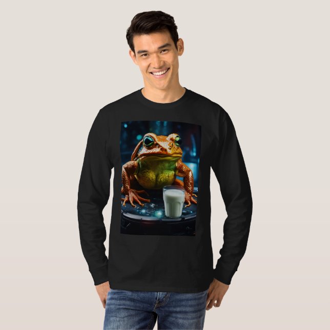 Evil Demonic Glass of Milk Above a Human Brain  T-Shirt (Front Full)
