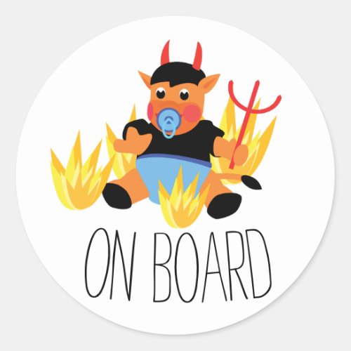 Evil devil baby on board icon sticker