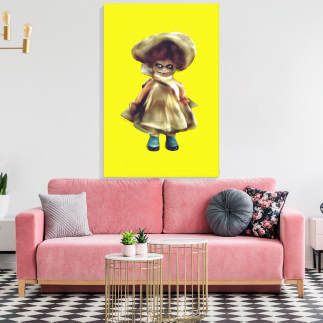 EVIL DORA  DOLL, haunted doll product canvas Print (Insitu(LivingRoom))
