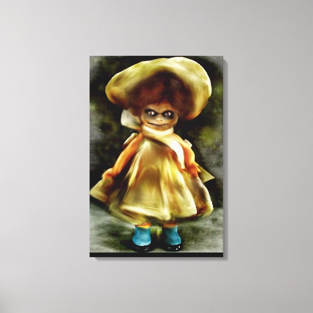 EVIL DORA  DOLL, haunted doll product scary art Ca Canvas Print (Front)