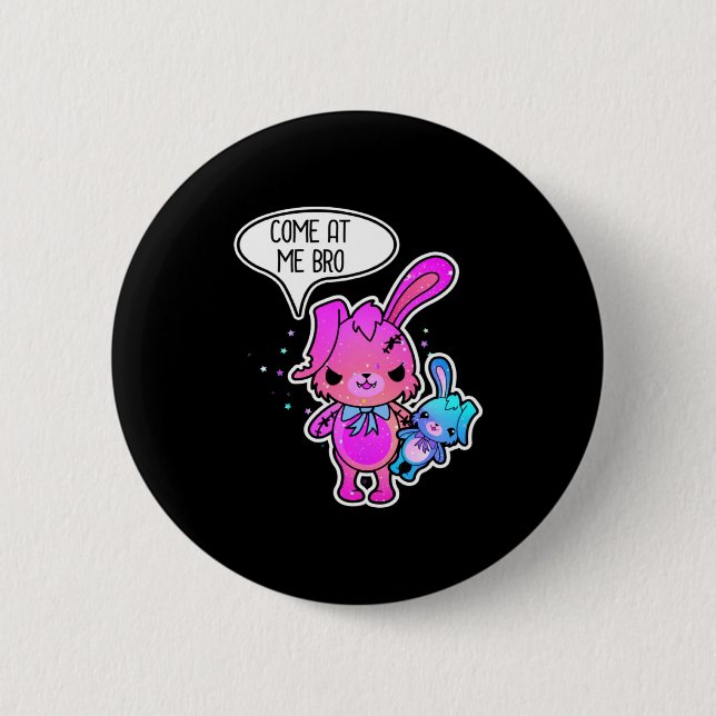 Evil Easter Bunny Come At Me Bro Meme Rabbit Horro Button (Front)