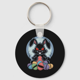 Evil Easter Bunny Scary Horror Rabbit Red Eyes Mon Keychain