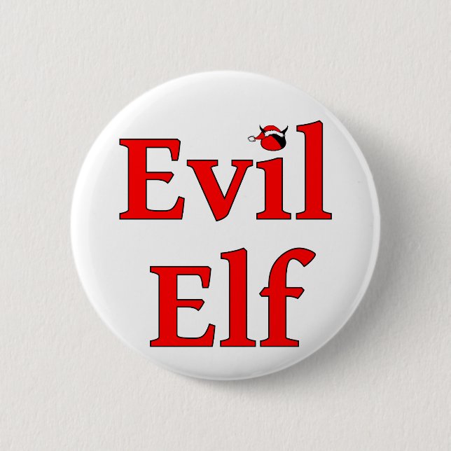 Evil Elf Round Holiday Button (Front)