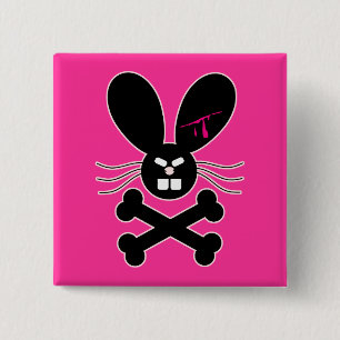 Evil Emo Bunny Crossbones Pinback Button