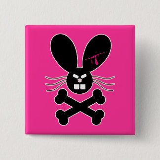 Evil Emo Bunny Crossbones Pinback Button