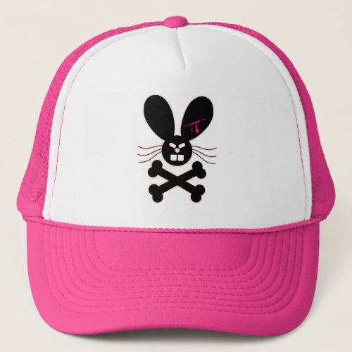 Evil Emo Bunny Crossbones Trucker Hat