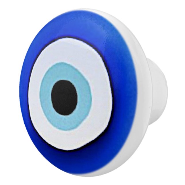 Evil Evil printed round ceramic white pull /knob (Right)