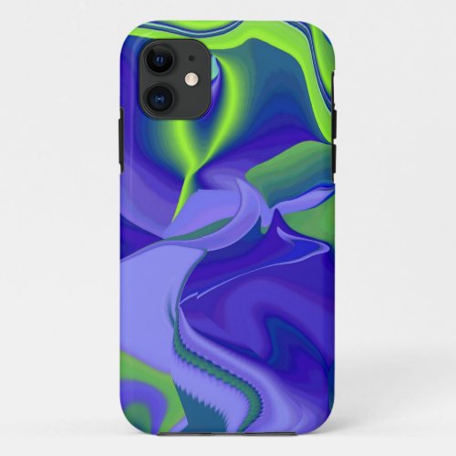 Evil Eye  3D Abstract in green blue purple iPhone 11 Case