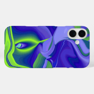 Evil Eye , 3D Abstract in green blue purple iPhone 16 Plus Case