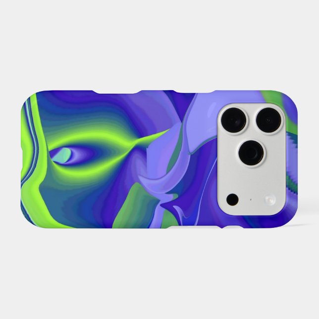 Evil Eye , 3D Abstract in green blue purple iPhone Case (Back Horizontal)