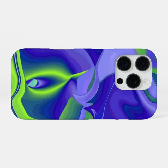 Evil Eye , 3D Abstract in green blue purple iPhone Case (Back Horizontal)
