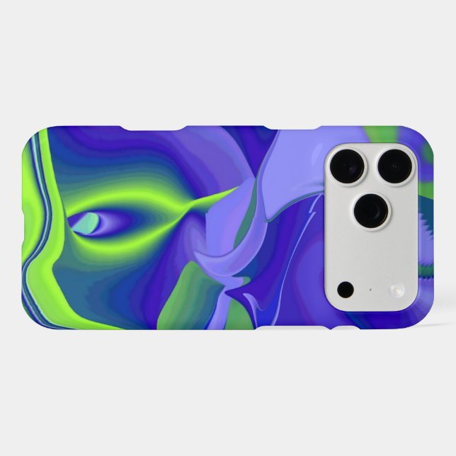 Evil Eye , 3D Abstract in green blue purple iPhone Case (Back Horizontal)