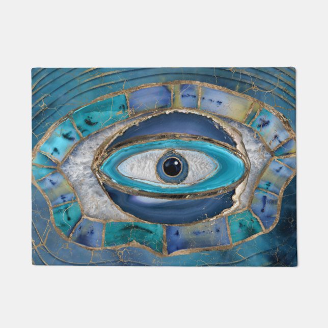 Evil Eye Amulet Agate and gold Doormat (Front)