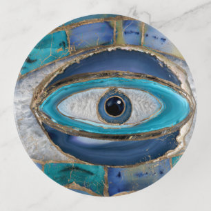 Evil Eye Amulet Agate and gold Trinket Tray