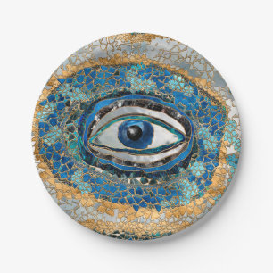 Evil Eye Amulet Geodes and Crystals Paper Plates