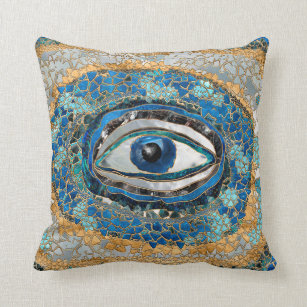 Evil Eye Amulet Geodes and Crystals Throw Pillow