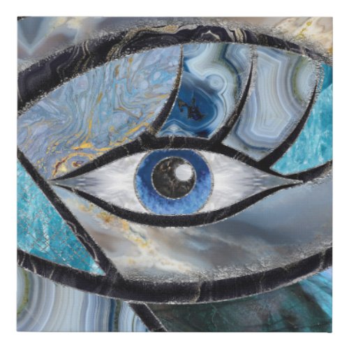 Evil Eye Amulet Mineral Textures Collage Faux Canvas Print