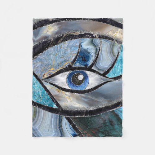 Evil Eye Amulet Mineral Textures Collage Fleece Blanket