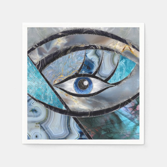 Evil Eye Amulet Mineral Textures Collage Napkins (Front)