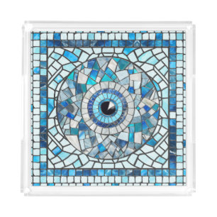 Evil Eye Amulet Mosaic Art Acrylic Tray
