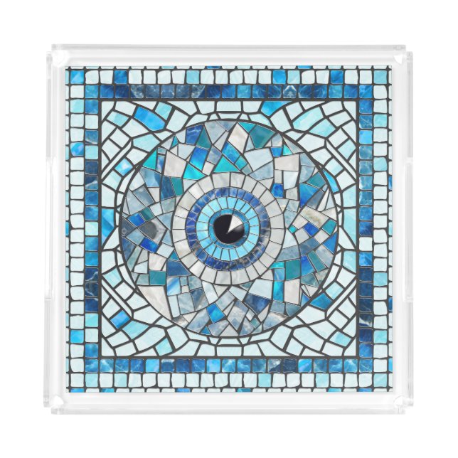 Evil Eye Amulet Mosaic Art Acrylic Tray (Front)