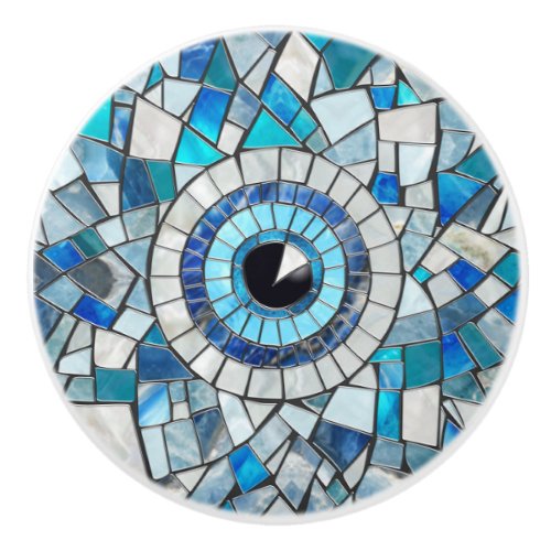 Evil Eye Amulet Mosaic Art Ceramic Knob