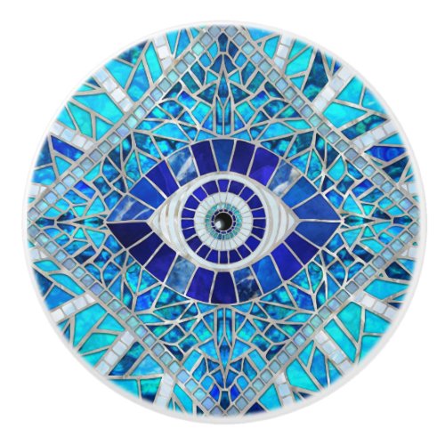 Evil Eye Amulet Mosaic Art Ceramic Knob