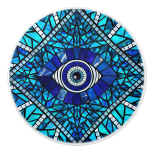 Evil Eye Amulet Mosaic Art Ceramic Knob