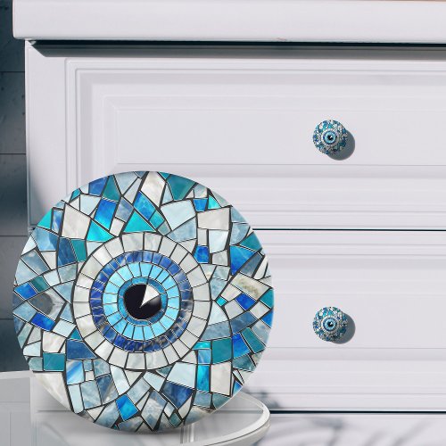 Evil Eye Amulet Mosaic Art Ceramic Knob