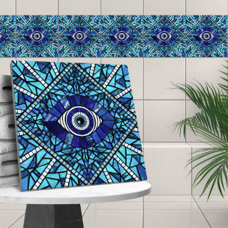 Evil Eye Amulet Mosaic Art Ceramic Tile