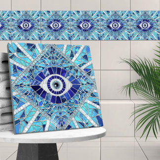 Evil Eye Amulet Mosaic Art Ceramic Tile
