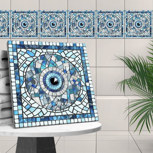 Evil Eye Amulet Mosaic Art Ceramic Tile