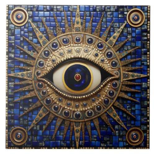 Evil Eye Amulet Mosaic Art Ceramic Tile