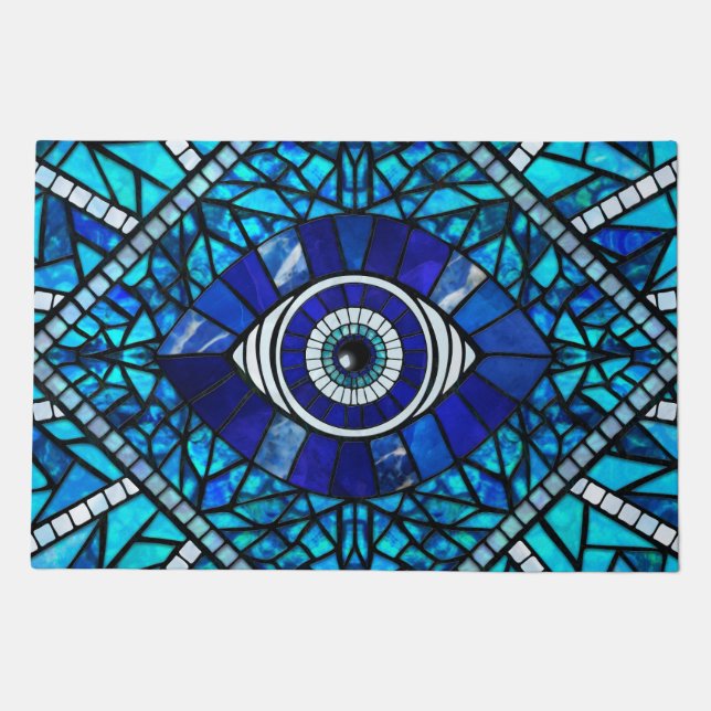 Evil Eye Amulet Mosaic Art Doormat (Front)