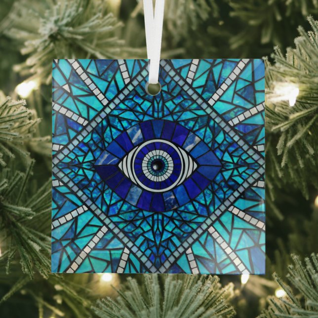 Evil Eye Amulet Mosaic Art Glass Ornament (Insitu)